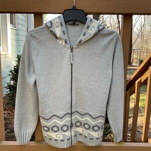 Aztec Print Full Zip Wool Blend Cardigan w/ Hood
